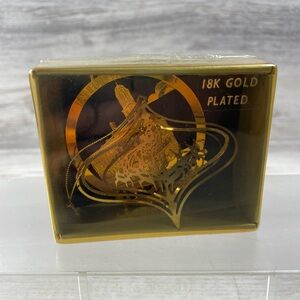 18K Gold Plated Brass Christmas Ornaments Santa On Sleigh And Faneuil Boston